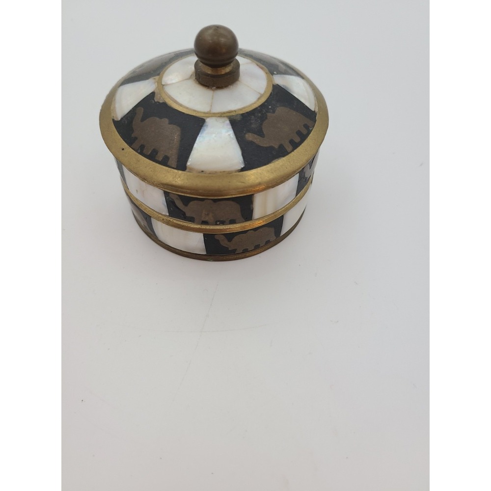 Vintage Brass and Mother-of-pearl Elephant Trinket box.